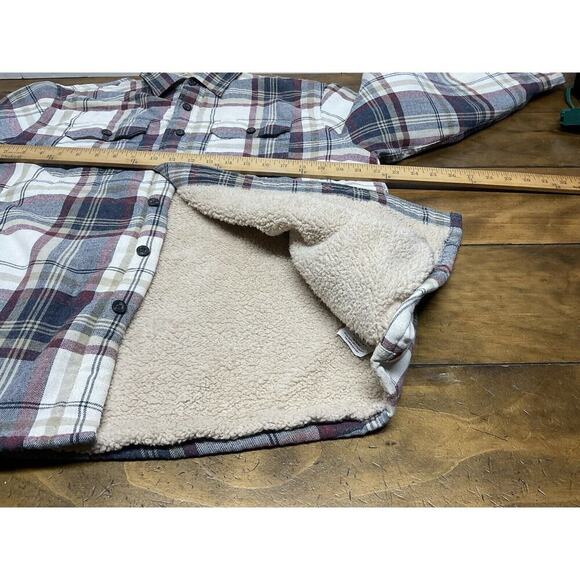 Wrangler Sherpa Lined Plaid Flannel Jacket Shirt Men’s Size Medium Shacket - Picture 10 of 12